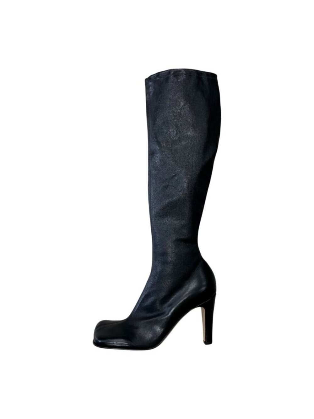 Bottega Veneta Square Toe Long Boots Stretch Leather Shoes /24 Beige